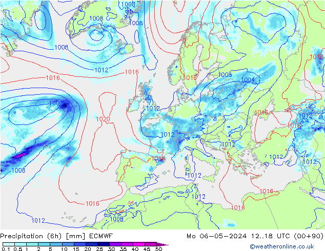 Z500/Regen(+SLP)/Z850 ECMWF ma 06.05.2024 18 UTC