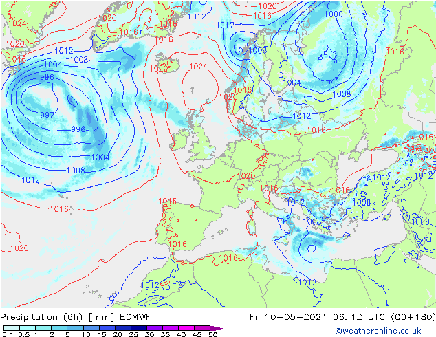 Z500/Rain (+SLP)/Z850 ECMWF Sex 10.05.2024 12 UTC