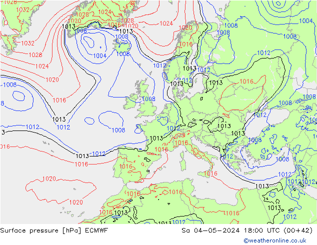 Surface pressure ECMWF Sa 04.05.2024 18 UTC