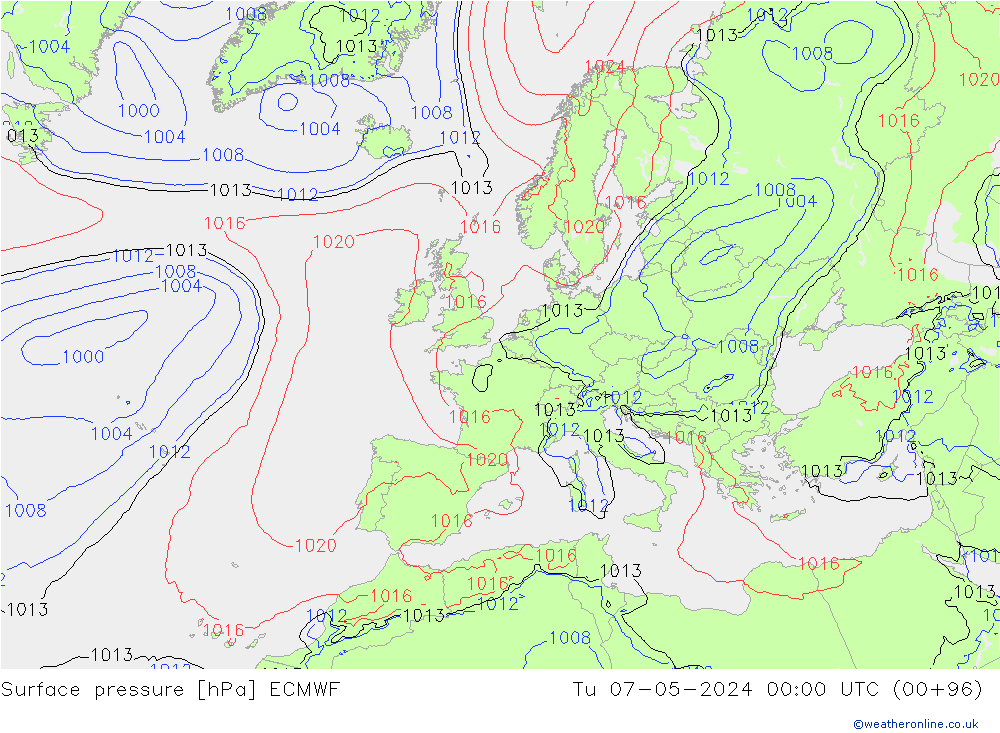 Surface pressure ECMWF Tu 07.05.2024 00 UTC