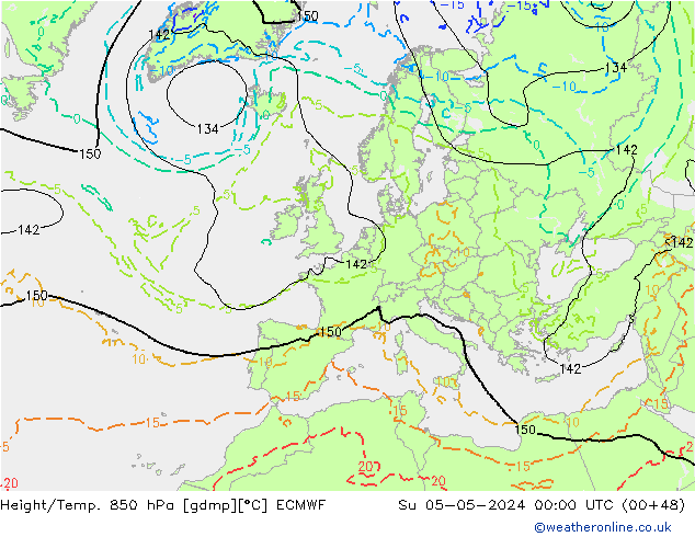 Z500/Rain (+SLP)/Z850 ECMWF dim 05.05.2024 00 UTC