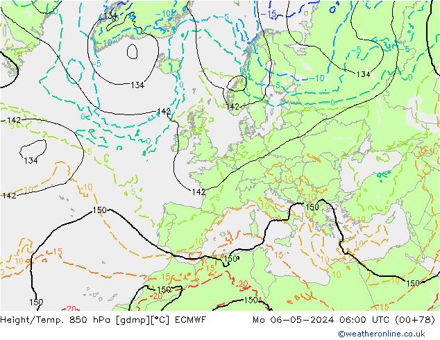 Z500/Rain (+SLP)/Z850 ECMWF Mo 06.05.2024 06 UTC