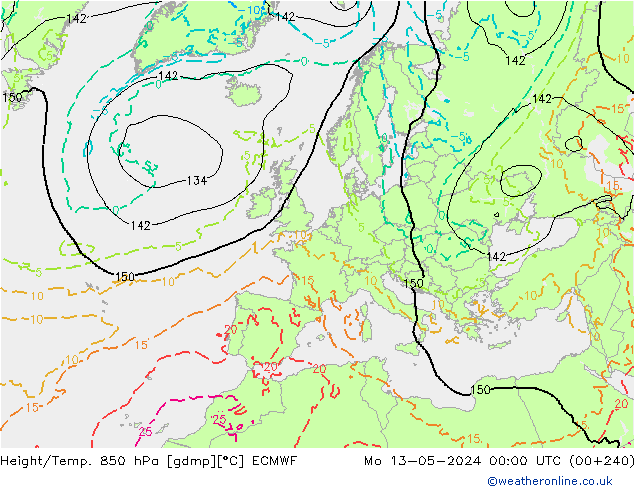 Z500/Rain (+SLP)/Z850 ECMWF Mo 13.05.2024 00 UTC