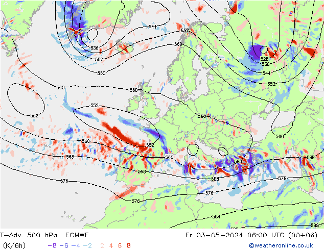 T-Adv. 500 hPa ECMWF ven 03.05.2024 06 UTC