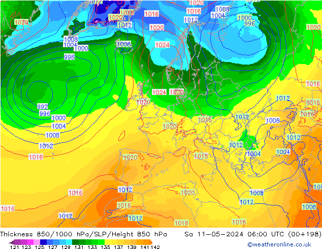 Thck 850-1000 hPa ECMWF Sa 11.05.2024 06 UTC