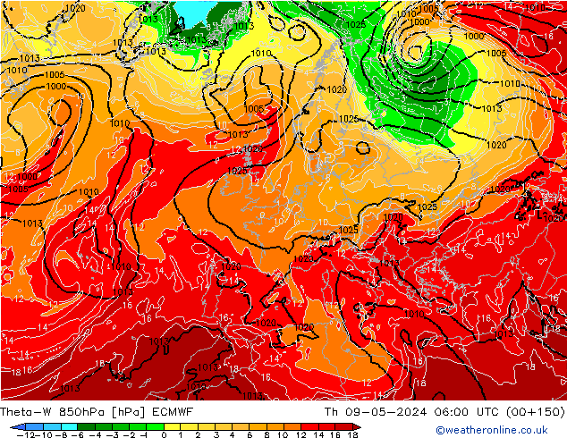 Theta-W 850hPa ECMWF jeu 09.05.2024 06 UTC