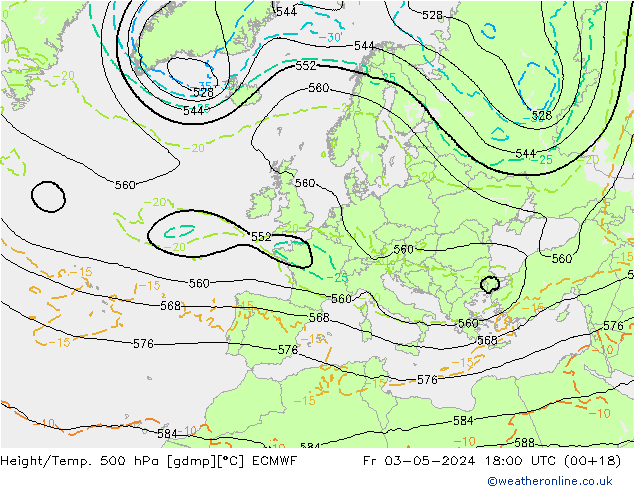 Z500/Rain (+SLP)/Z850 ECMWF pt. 03.05.2024 18 UTC