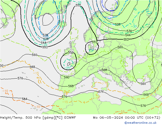 Height/Temp. 500 hPa ECMWF Mo 06.05.2024 00 UTC