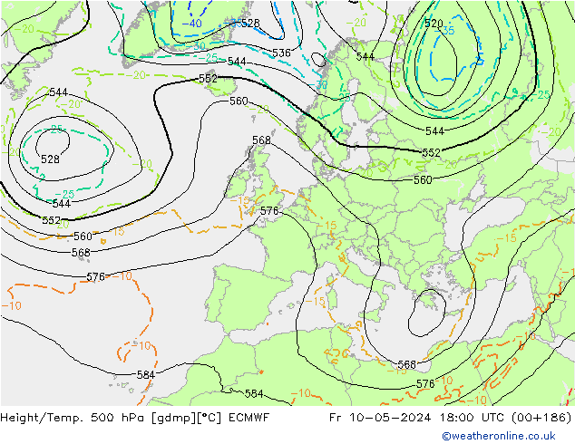 Z500/Rain (+SLP)/Z850 ECMWF ��� 10.05.2024 18 UTC