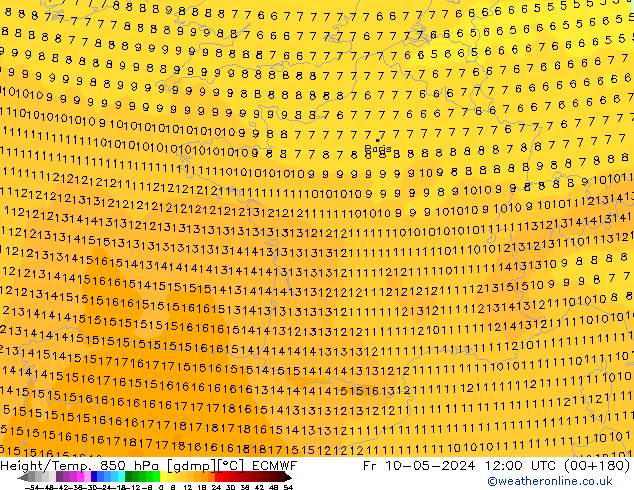 Z500/Rain (+SLP)/Z850 ECMWF Fr 10.05.2024 12 UTC