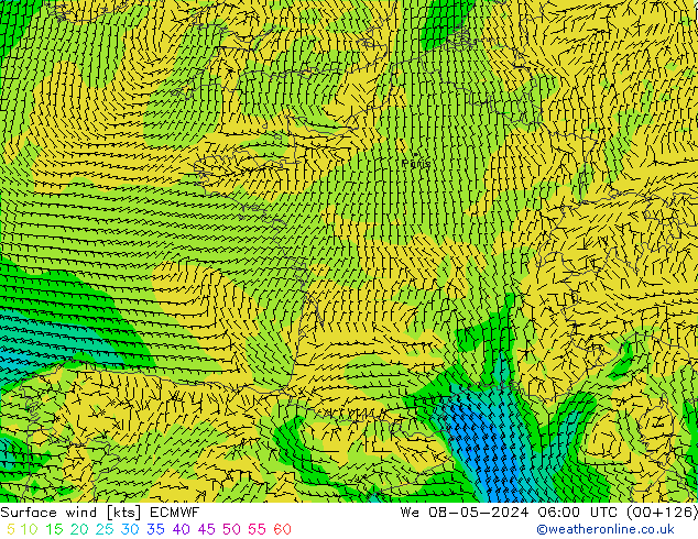 Surface wind ECMWF St 08.05.2024 06 UTC