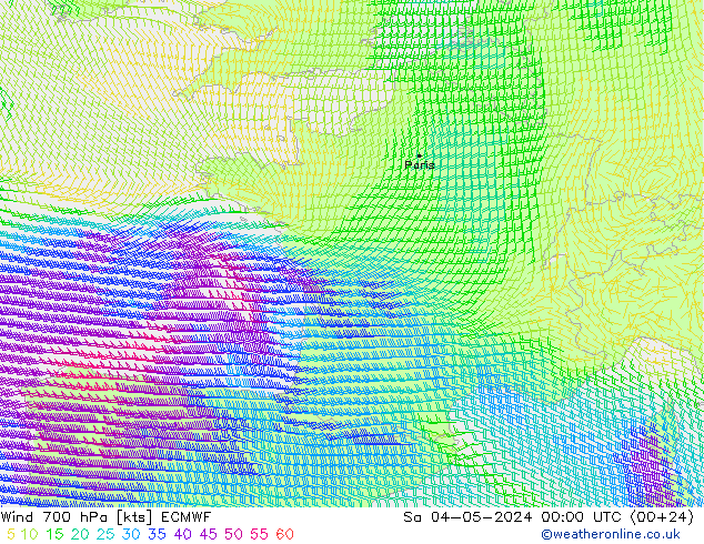 Wind 700 hPa ECMWF Sa 04.05.2024 00 UTC