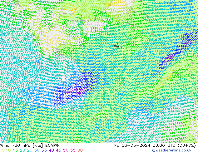 Rüzgar 700 hPa ECMWF Pzt 06.05.2024 00 UTC