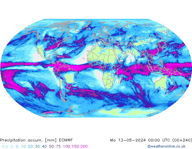 Precipitation accum. ECMWF Mo 13.05.2024 00 UTC