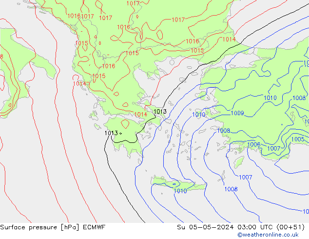 Bodendruck ECMWF So 05.05.2024 03 UTC