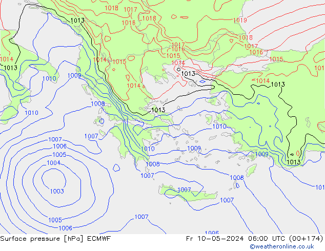 Pressione al suolo ECMWF ven 10.05.2024 06 UTC