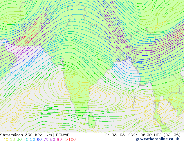 ветер 300 гПа ECMWF пт 03.05.2024 06 UTC