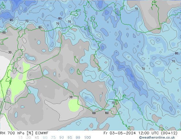 RH 700 hPa ECMWF Fr 03.05.2024 12 UTC