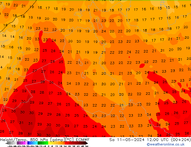 Z500/Rain (+SLP)/Z850 ECMWF sam 11.05.2024 12 UTC