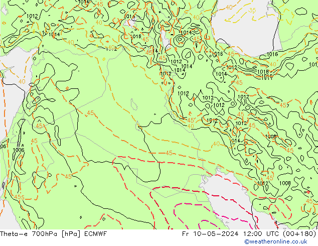Theta-e 700hPa ECMWF Fr 10.05.2024 12 UTC