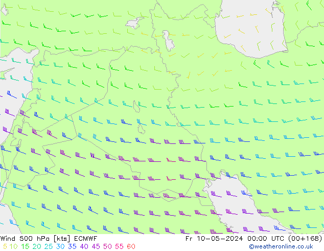 Wind 500 hPa ECMWF Fr 10.05.2024 00 UTC
