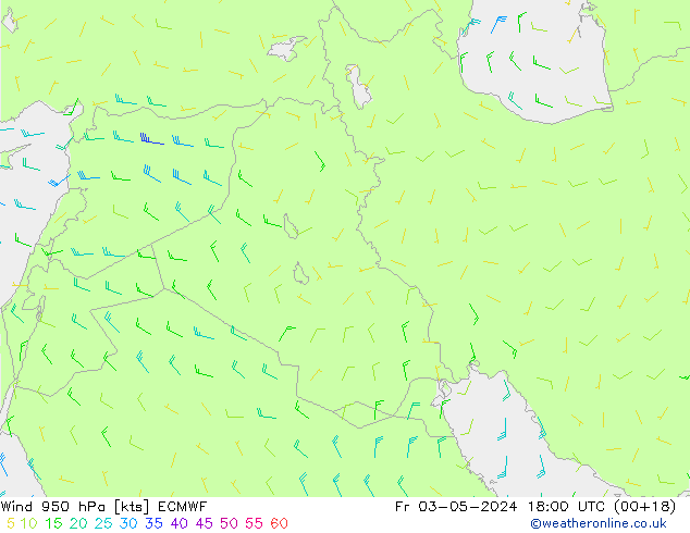 Vent 950 hPa ECMWF ven 03.05.2024 18 UTC