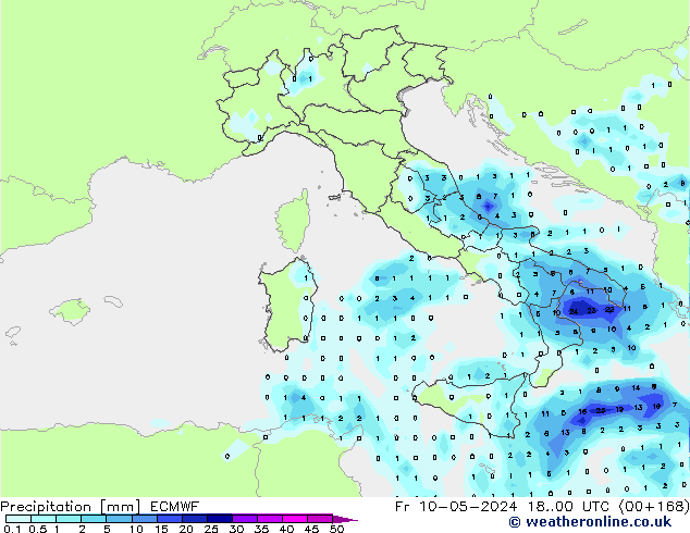 Precipitación ECMWF vie 10.05.2024 00 UTC
