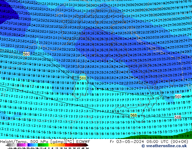 Z500/Rain (+SLP)/Z850 ECMWF ven 03.05.2024 06 UTC