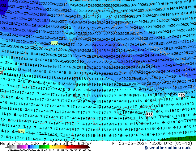 Z500/Rain (+SLP)/Z850 ECMWF ven 03.05.2024 12 UTC