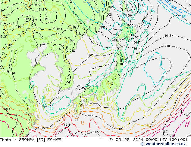 Theta-e 850hPa ECMWF  03.05.2024 00 UTC