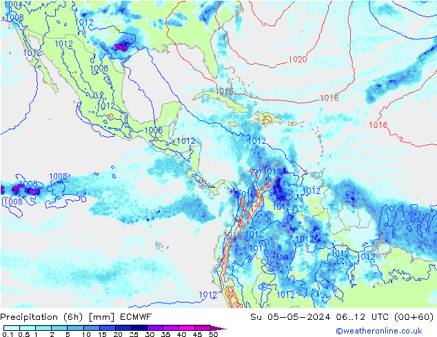 Z500/Rain (+SLP)/Z850 ECMWF Вс 05.05.2024 12 UTC