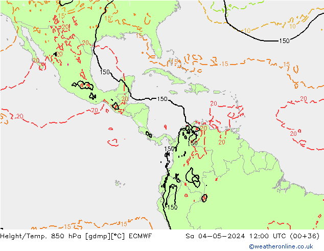 Z500/Rain (+SLP)/Z850 ECMWF so. 04.05.2024 12 UTC