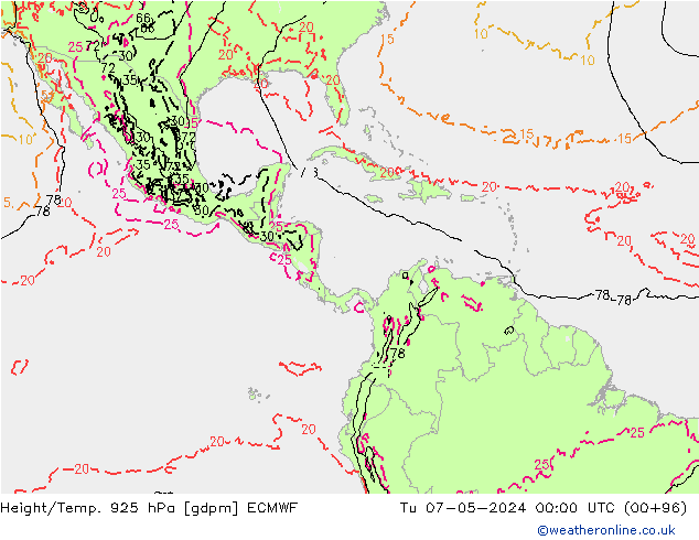 Géop./Temp. 925 hPa ECMWF mar 07.05.2024 00 UTC