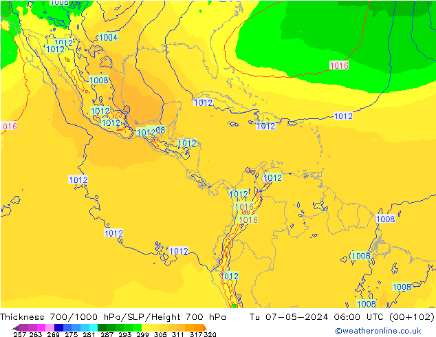 700-1000 hPa Kalınlığı ECMWF Sa 07.05.2024 06 UTC