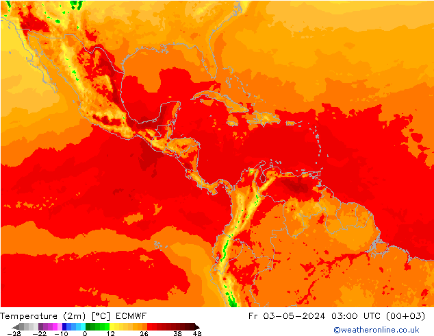 Temperature (2m) ECMWF Fr 03.05.2024 03 UTC