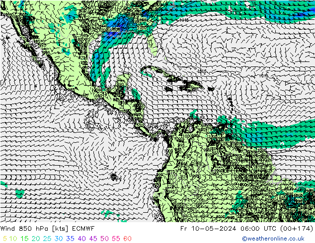 ветер 850 гПа ECMWF пт 10.05.2024 06 UTC