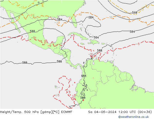 Géop./Temp. 500 hPa ECMWF sam 04.05.2024 12 UTC