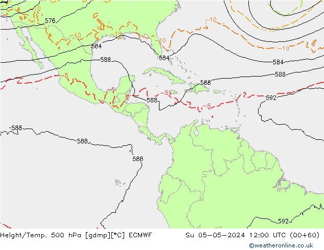 Z500/Rain (+SLP)/Z850 ECMWF Вс 05.05.2024 12 UTC