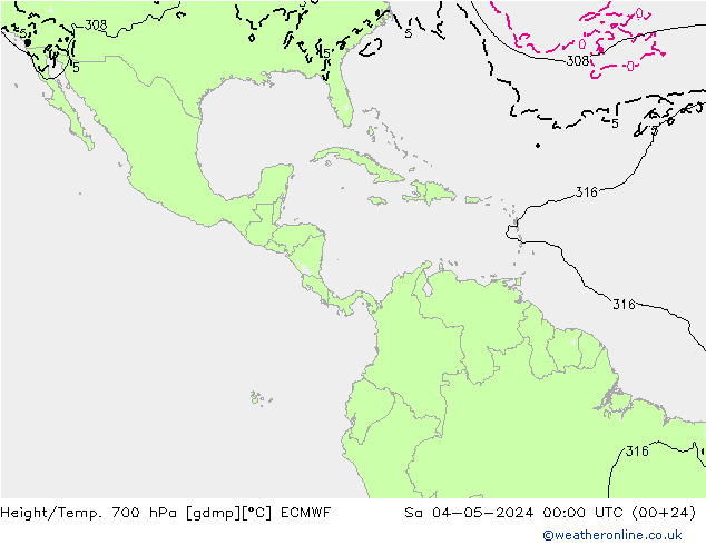 Height/Temp. 700 hPa ECMWF Sa 04.05.2024 00 UTC