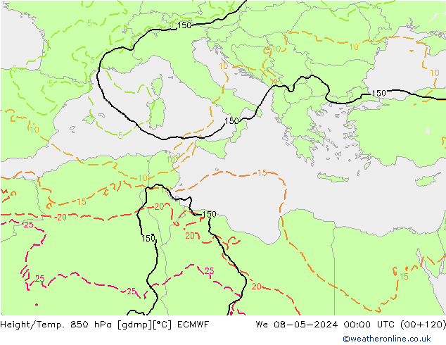 Z500/Regen(+SLP)/Z850 ECMWF wo 08.05.2024 00 UTC