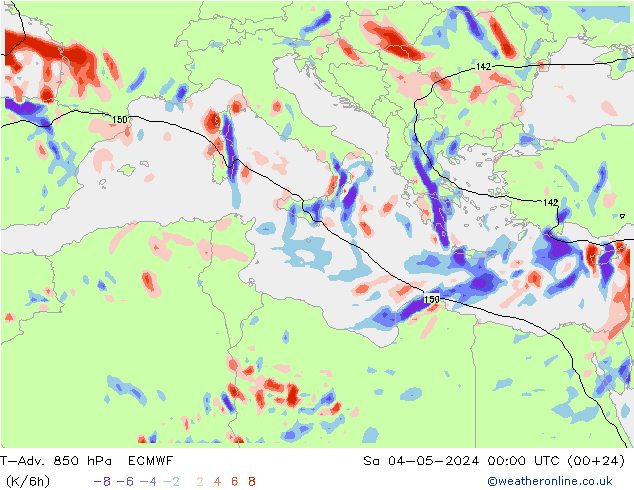 T-Adv. 850 hPa ECMWF Sa 04.05.2024 00 UTC