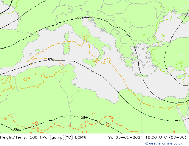 Z500/Rain (+SLP)/Z850 ECMWF dim 05.05.2024 18 UTC