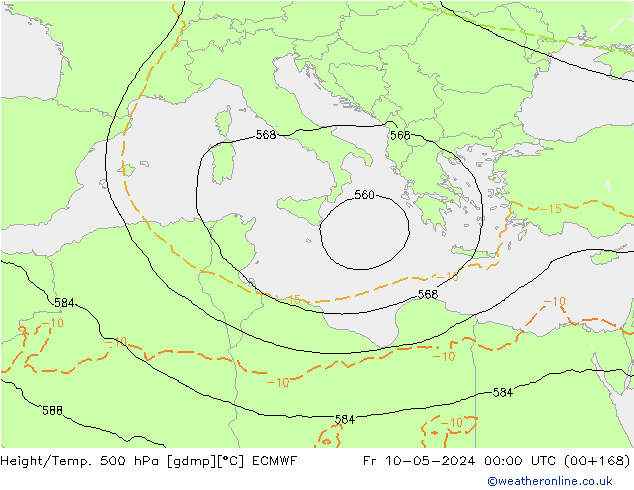 Z500/Rain (+SLP)/Z850 ECMWF Sex 10.05.2024 00 UTC