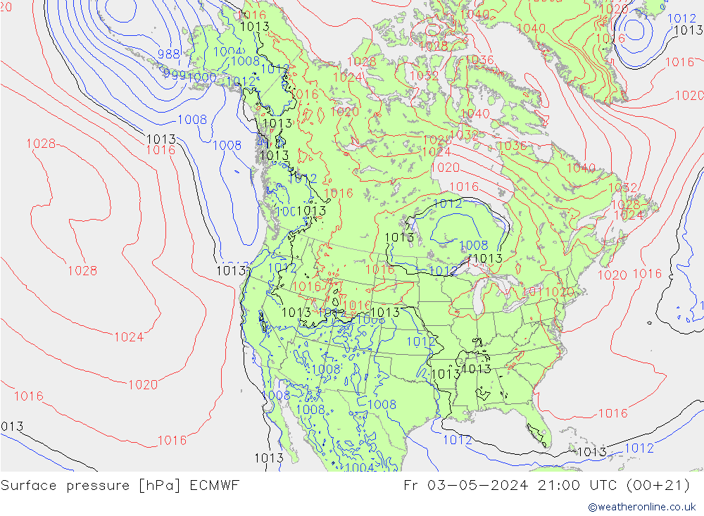 pressão do solo ECMWF Sex 03.05.2024 21 UTC