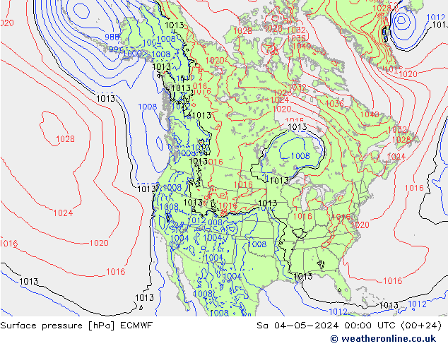 Pressione al suolo ECMWF sab 04.05.2024 00 UTC