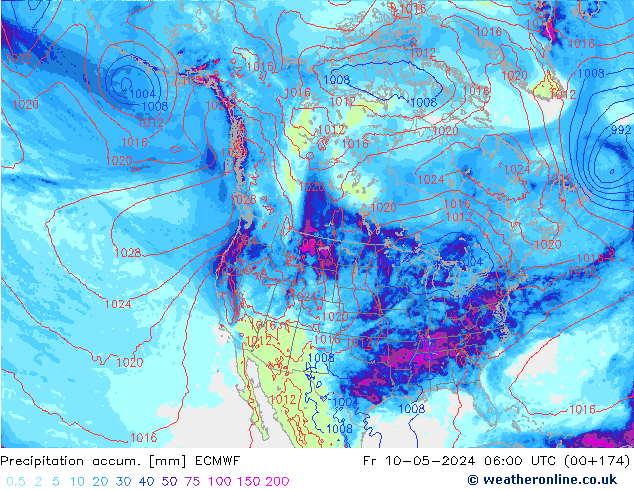 Totale neerslag ECMWF vr 10.05.2024 06 UTC