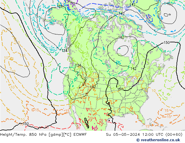 Z500/Rain (+SLP)/Z850 ECMWF dom 05.05.2024 12 UTC