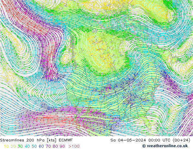 Streamlines 200 hPa ECMWF Sa 04.05.2024 00 UTC