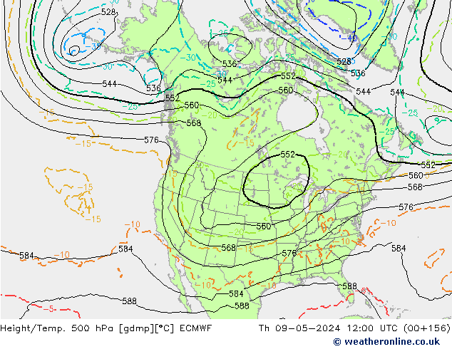 Z500/Rain (+SLP)/Z850 ECMWF jeu 09.05.2024 12 UTC