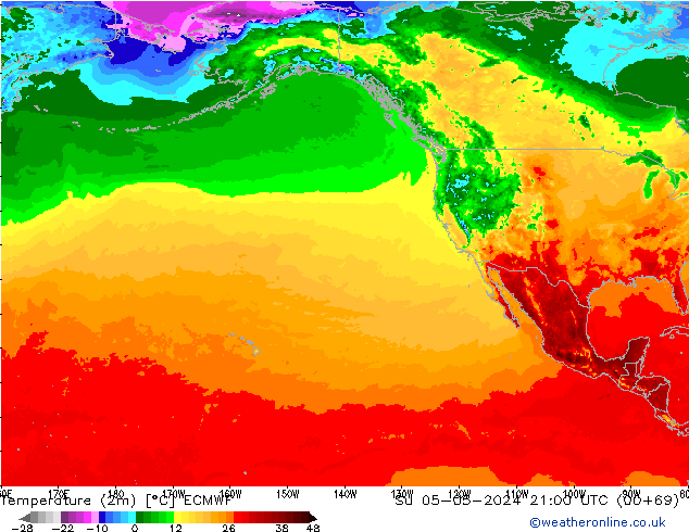 Temperature (2m) ECMWF Su 05.05.2024 21 UTC
